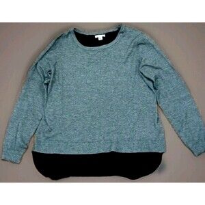 Croft & Barrow Women’s Gray Layered Look Sweater Black Hem XL Long Sleeve EUC